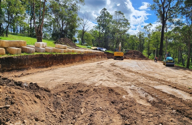 Excavation and sandstone block retaining wall work on rural property by Rural Property Services NSW Excavation and sandstone block retaining wall work on rural property by Rural Property Services NSW