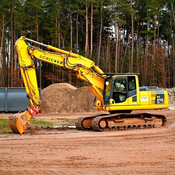 Excavator on a cleared block at Rural Property Services NSW, ready for excavation, site prep, land clearing or material haulage.