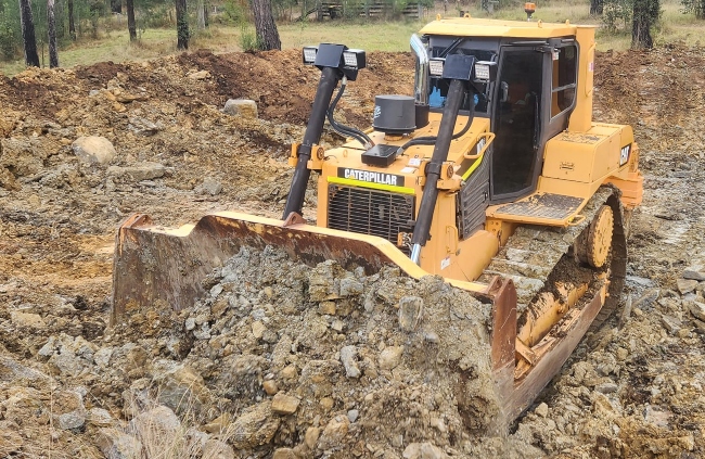 Rural Property Services NSW carrying out private road construction using heavy dozer