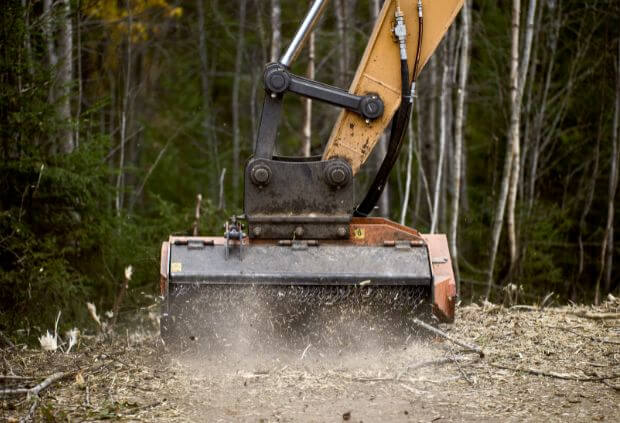 Forestry mulching in action with Rural Property Services NSW using heavy machinery to clear vegetation and protect soil