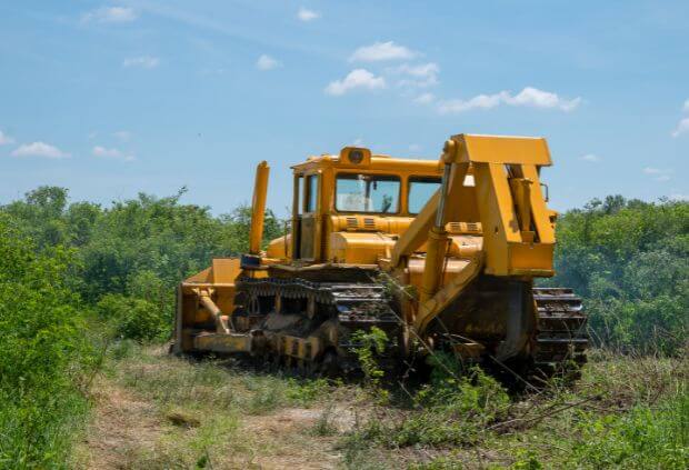 Forestry mulching with Rural Property Services NSW using a bulldozer to clear overgrown vegetation on rural land